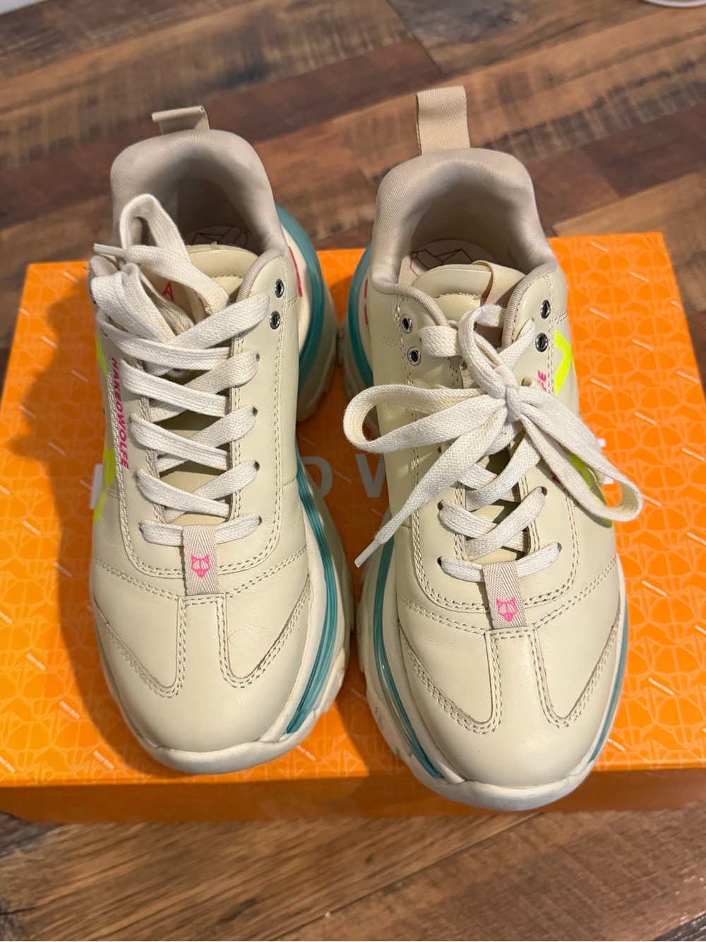 Naked Wolf Cream Athletic Women Sneakers with Aqua Sole